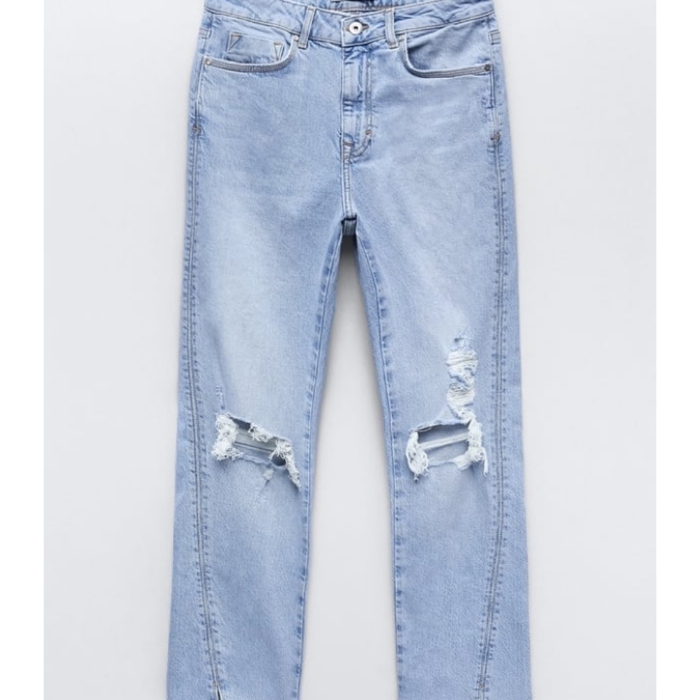 ZARA high rise  Distressed Raw Hem Jeans Sz-10